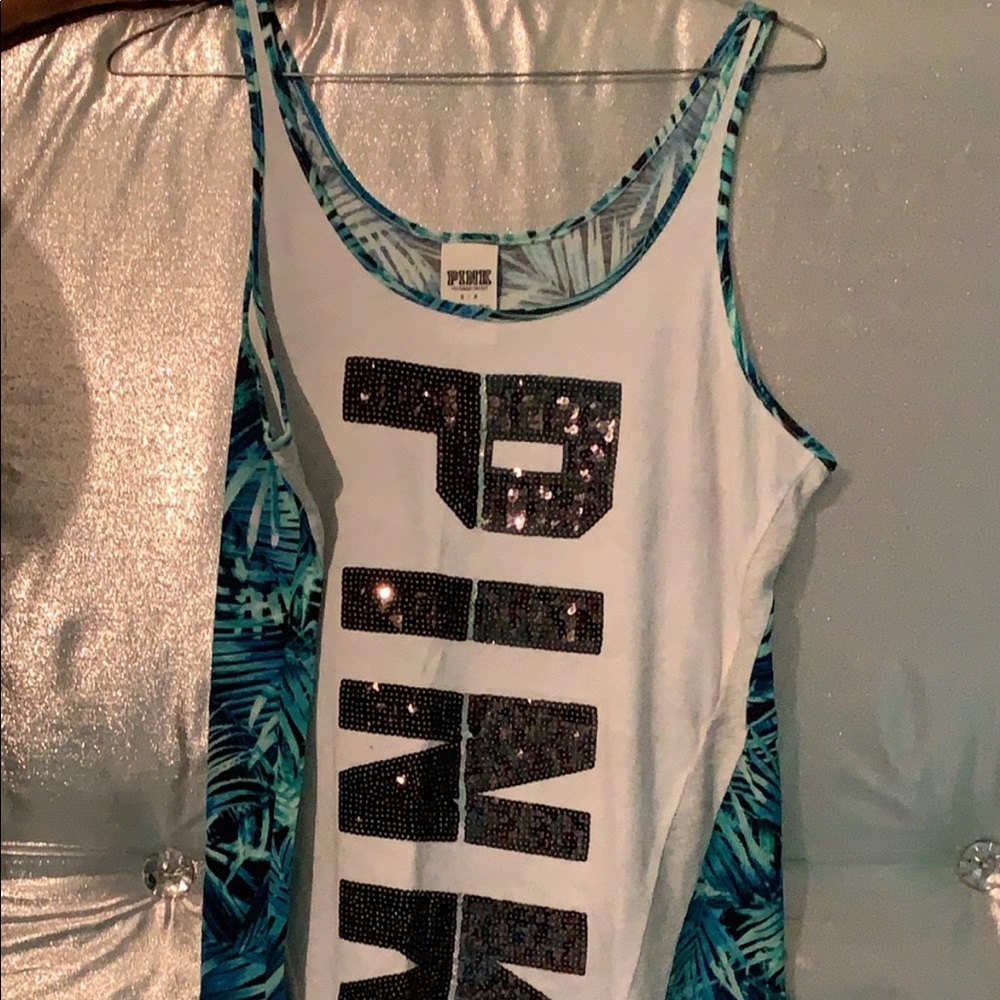 Pink sequin tank